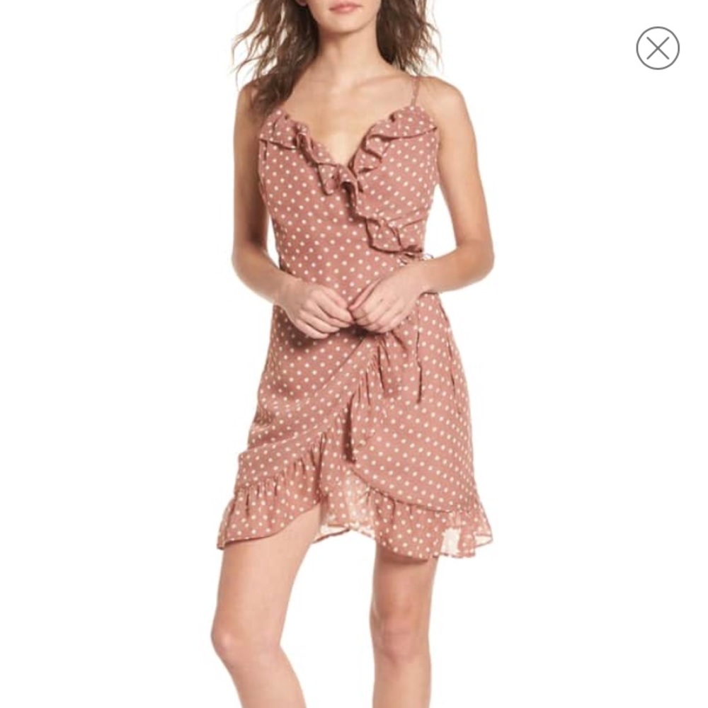 BP Polka Dot Ruffe Wrap Dress